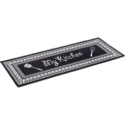 Nettoyage Et Entretien|Gifi Tapis de cuisine My Kitchen noir et blanc 50x120cm