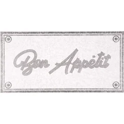 Nettoyage Et Entretien|Gifi Tapis de cuisine vinyle imprimé Bon appétit gris et blanc 100x49,5cm