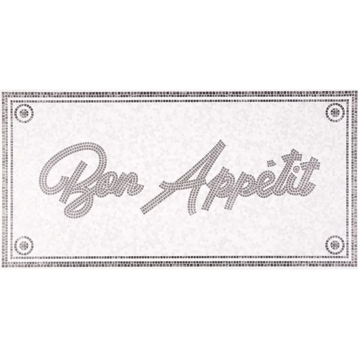 Nettoyage Et Entretien|Gifi Tapis de cuisine vinyle imprimé Bon appétit gris et blanc 100x49,5cm