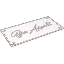 Nettoyage Et Entretien|Gifi Tapis de cuisine vinyle imprimé Bon appétit gris et blanc 100x49,5cm