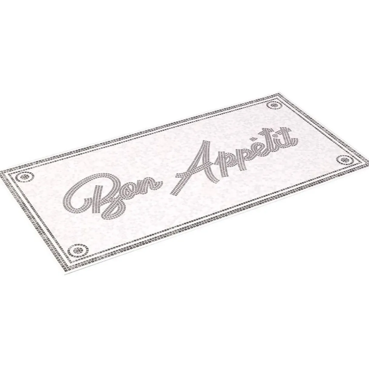 Nettoyage Et Entretien|Gifi Tapis de cuisine vinyle imprimé Bon appétit gris et blanc 100x49,5cm