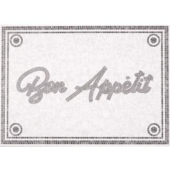 Nettoyage Et Entretien|Gifi Tapis de cuisine vinyle imprimé Bon appétit gris et blanc 70x49cm