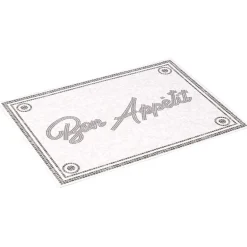 Nettoyage Et Entretien|Gifi Tapis de cuisine vinyle imprimé Bon appétit gris et blanc 70x49cm