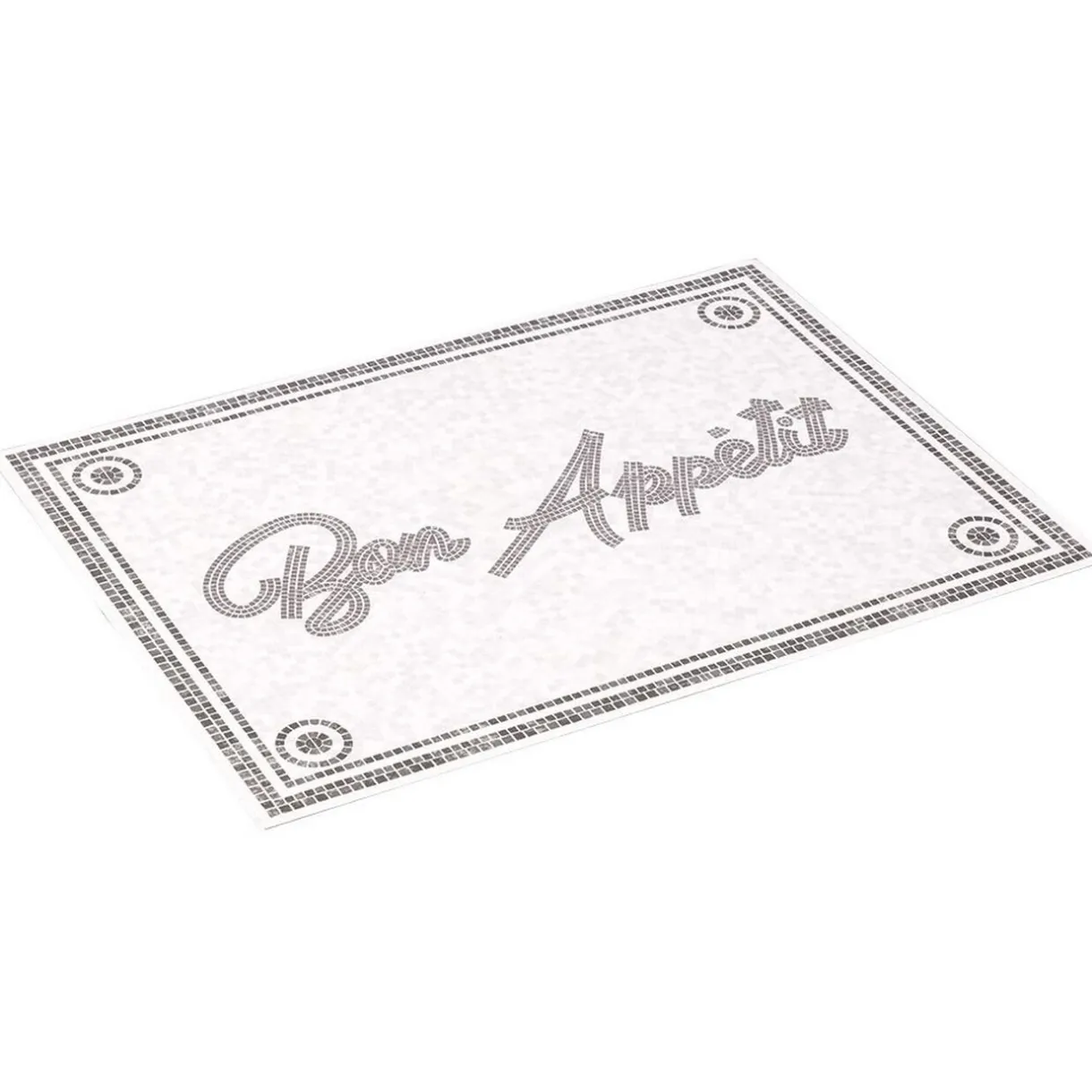 Nettoyage Et Entretien|Gifi Tapis de cuisine vinyle imprimé Bon appétit gris et blanc 70x49cm