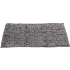 Hot Gifi Tapis de salle de bain chenille gris grand modèle