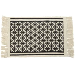 Discount Gifi Tapis de salle de bain en tissu à motif graphique noir et blanc