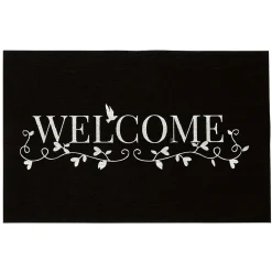 Nettoyage Et Entretien|Gifi Tapis d'entrée noir et blanc design fluorescent "Welcome"