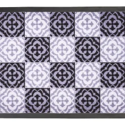 Nettoyage Et Entretien|Gifi Tapis entrée anti poussière rectangulaire motif carreau de ciment noir blanc
