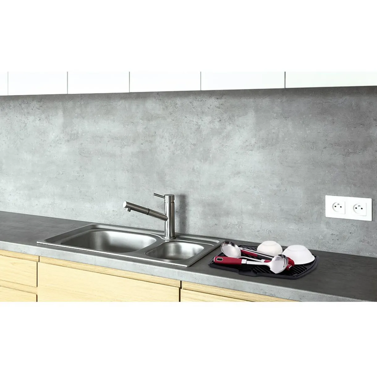 Nettoyage Et Entretien|Gifi Tapis égouttoir à vaisselle en plastique noir