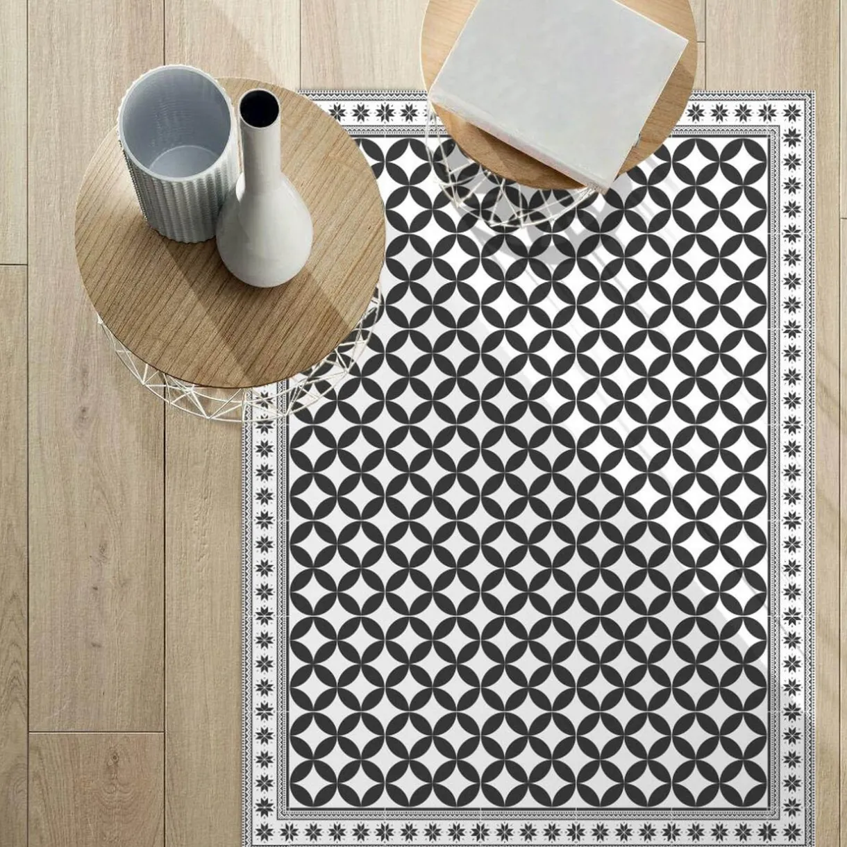 Nettoyage Et Entretien|Gifi Tapis rectangulaire vinyle motif carreau de ciment 120 x 90 cm