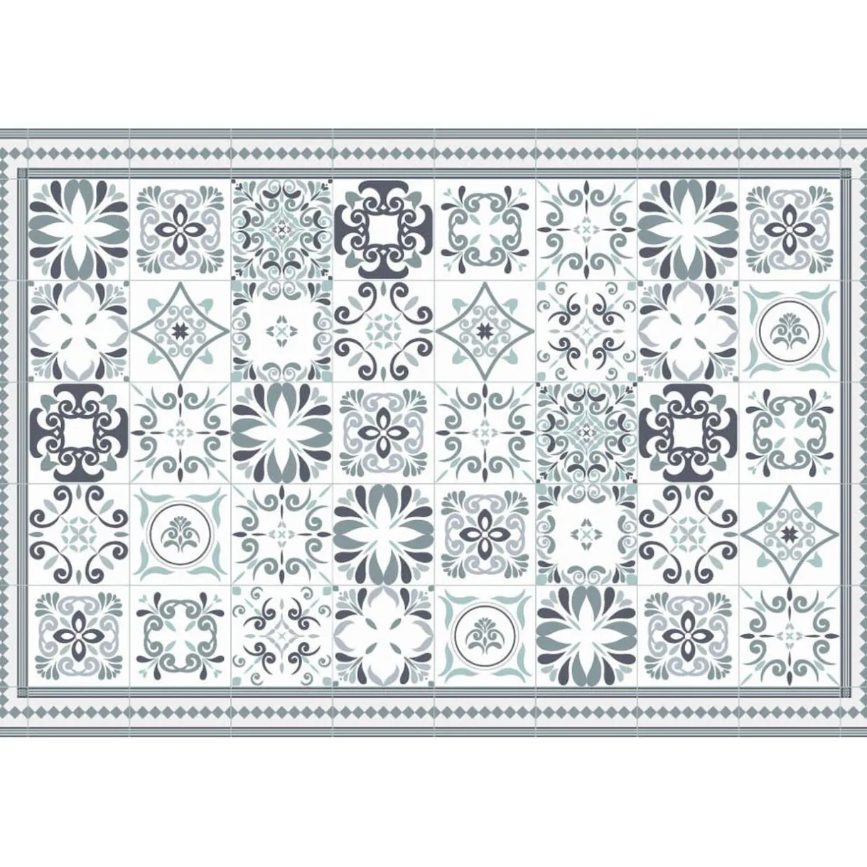 Nettoyage Et Entretien|Gifi Tapis rectangulaire vinyle motif carreau de ciment 150 x 100 cm