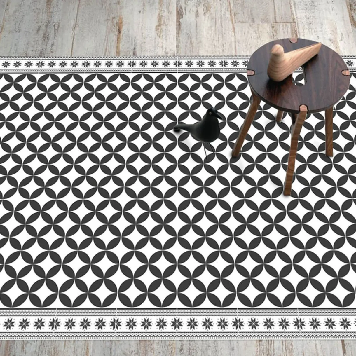 Nettoyage Et Entretien|Gifi Tapis rectangulaire vinyle motif carreau de ciment 150 x 100 cm