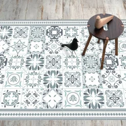 Nettoyage Et Entretien|Gifi Tapis rectangulaire vinyle motif carreau de ciment 150 x 100 cm