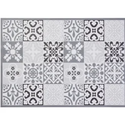 Nettoyage Et Entretien|Gifi Tapis vinyle imprimé carreau de ciment noir gris L. 70 cm