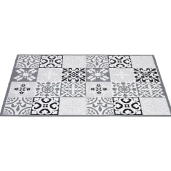 Nettoyage Et Entretien|Gifi Tapis vinyle imprimé carreau de ciment noir gris L. 70 cm