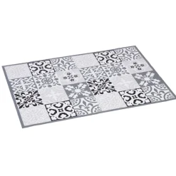 Nettoyage Et Entretien|Gifi Tapis vinyle imprimé carreau de ciment noir gris L. 70 cm