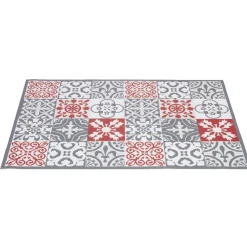 Nettoyage Et Entretien|Gifi Tapis vinyle imprimé carreau de ciment rouge gris L. 70 cm