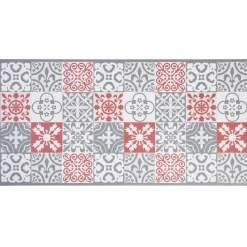 Nettoyage Et Entretien|Gifi Tapis vinyle imprimé carreau de ciment rouge gris L. 99 cm