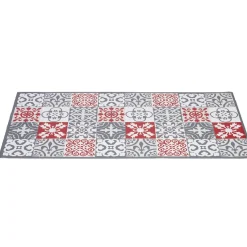 Nettoyage Et Entretien|Gifi Tapis vinyle imprimé carreau de ciment rouge gris L. 99 cm