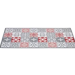 Nettoyage Et Entretien|Gifi Tapis vinyle imprimé carreau de ciment rouge gris L. 99 cm