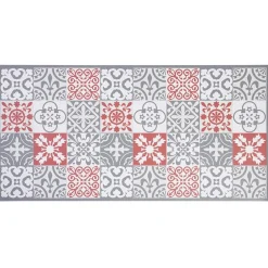Nettoyage Et Entretien|Gifi Tapis vinyle imprimé carreau de ciment rouge gris L. 99 cm