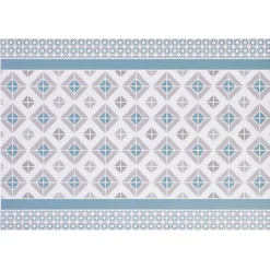 Nettoyage Et Entretien|Gifi Tapis vinyle imprimé géométrique bleu gris L. 70 cm
