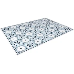 Nettoyage Et Entretien|Gifi Tapis vinyle motif carreau de ciment bleu et blanc 72x95cm