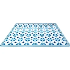 Nettoyage Et Entretien|Gifi Tapis vinyle motif carreau de ciment bleu et blanc 72x95cm