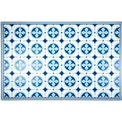 Nettoyage Et Entretien|Gifi Tapis vinyle motif carreau de ciment bleu et blanc 97x147cm