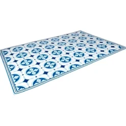 Nettoyage Et Entretien|Gifi Tapis vinyle motif carreau de ciment bleu et blanc 97x147cm