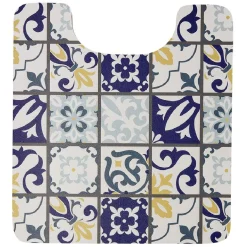 Sale Gifi Tapis WC pvc design carreau de ciment bleu