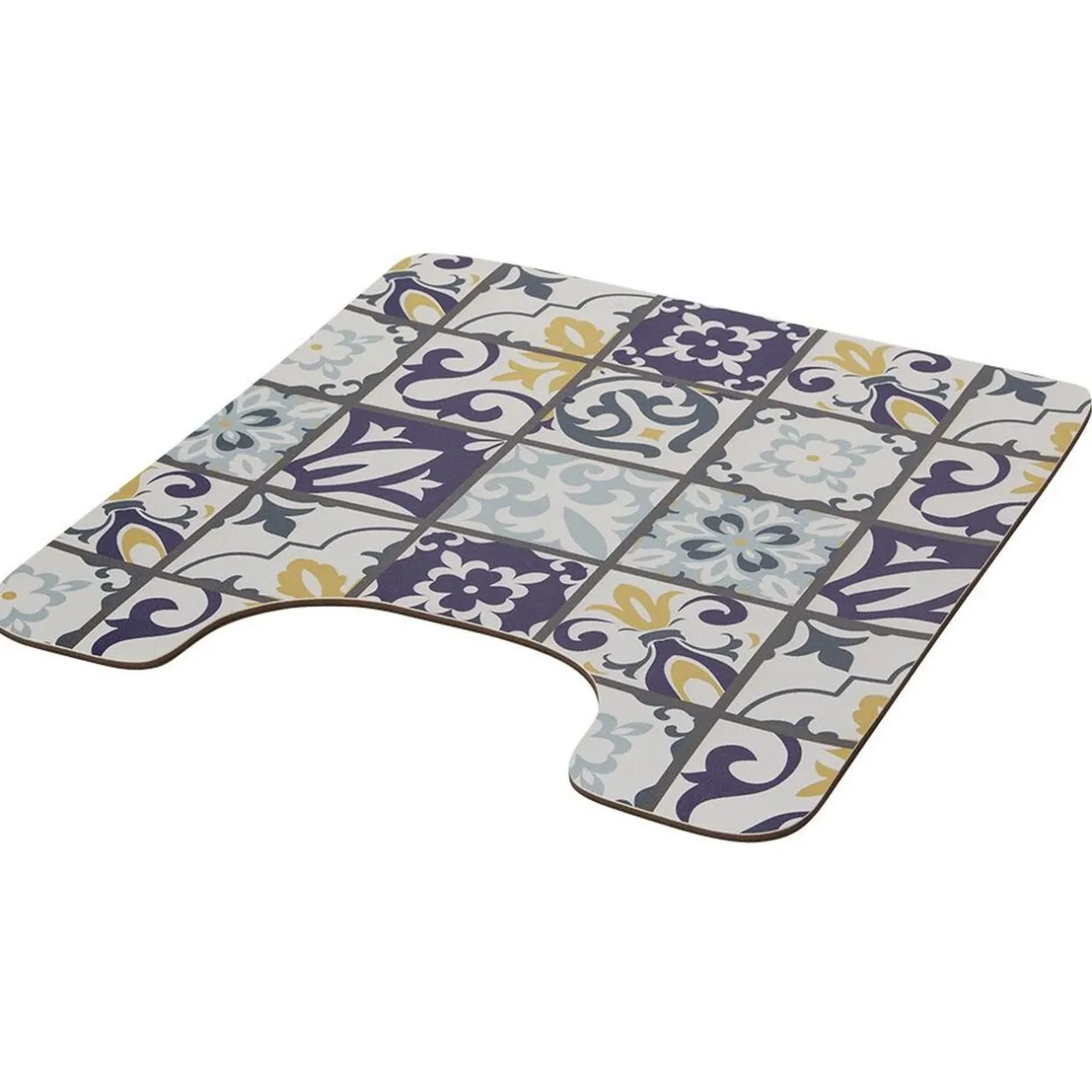 Sale Gifi Tapis WC pvc design carreau de ciment bleu