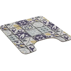 Sale Gifi Tapis WC pvc design carreau de ciment bleu