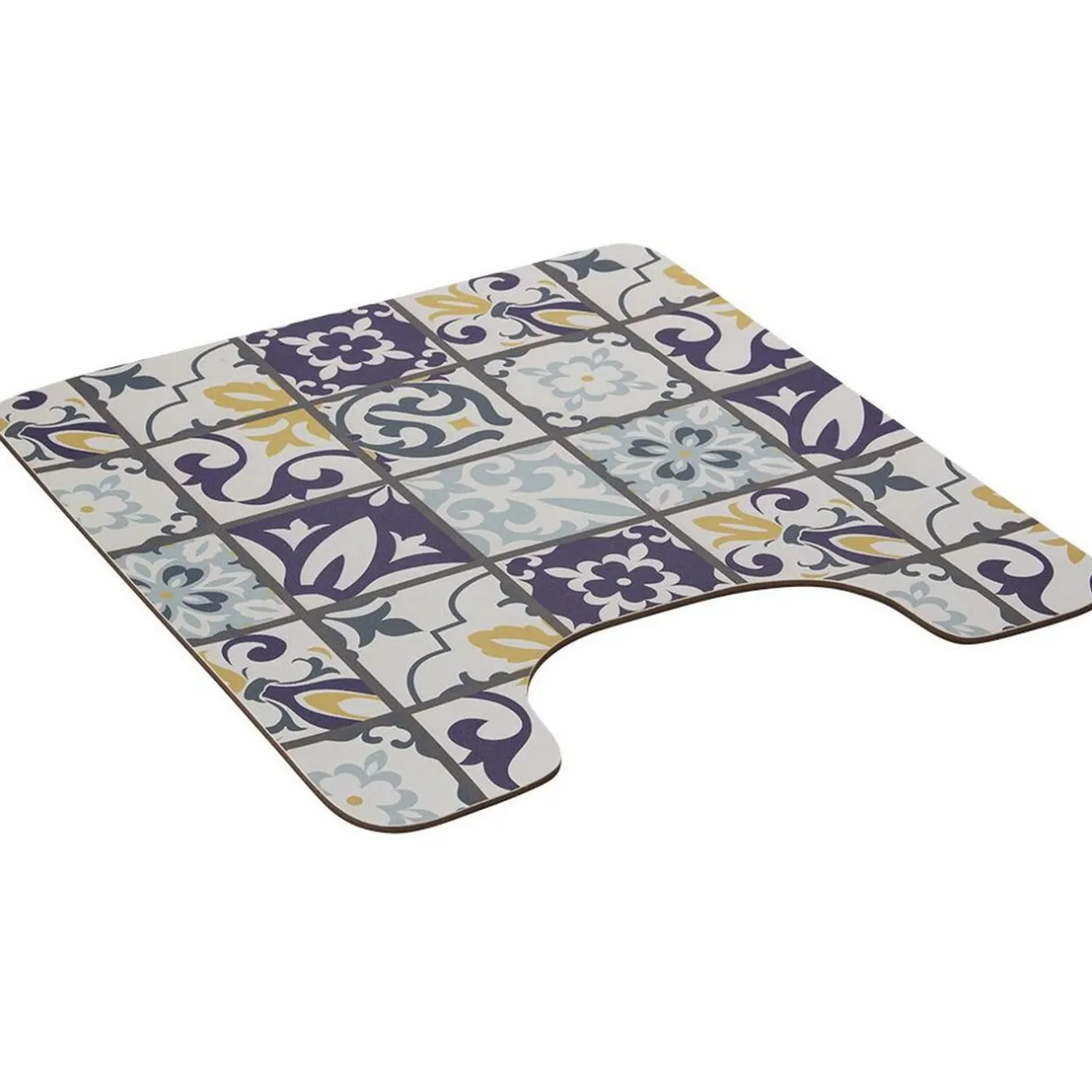 Sale Gifi Tapis WC pvc design carreau de ciment bleu