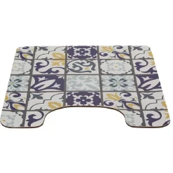 Sale Gifi Tapis WC pvc design carreau de ciment bleu