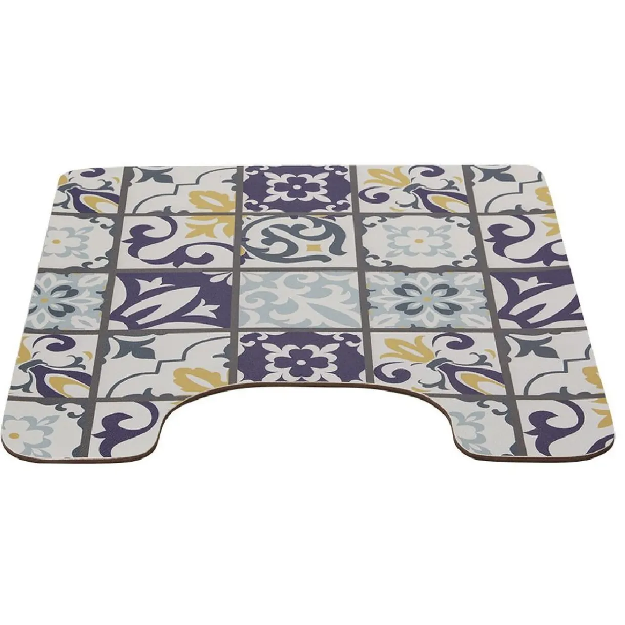 Sale Gifi Tapis WC pvc design carreau de ciment bleu