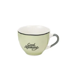 Tasse à café en porcelaine vert avec inscription "Good Morning" 22 cl^Gifi Online