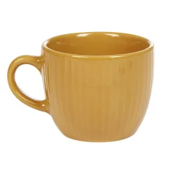 Tasse à expresso faïence jaune moutarde et rainures verticales relief^Gifi Outlet
