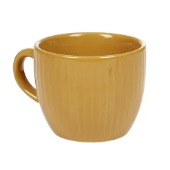 Tasse à expresso faïence jaune moutarde et rainures verticales relief^Gifi Outlet