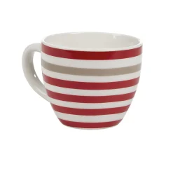 Tasse à expresso porcelaine blanc à rayures rouge gris 9 cl^Gifi New