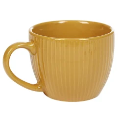 Tasse en faïence 23 cl uni jaune moutarde rainures verticales relief^Gifi Online