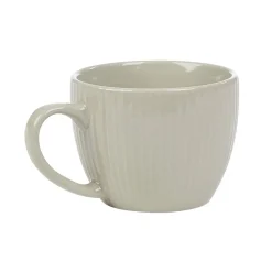 Tasse en faïence 23 cl uni lin avec rainures verticales en relief^Gifi Outlet