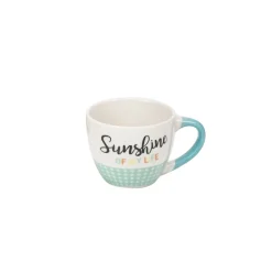 Tasse expresso porcelaine bleu inscription "Sunshine of my Life" 9 cl^Gifi Outlet