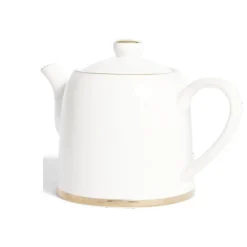 Théière 1L faïence blanc et doré Ø12xH15xm^Gifi Best