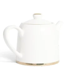 Théière 1L faïence blanc et doré Ø12xH15xm^Gifi Best