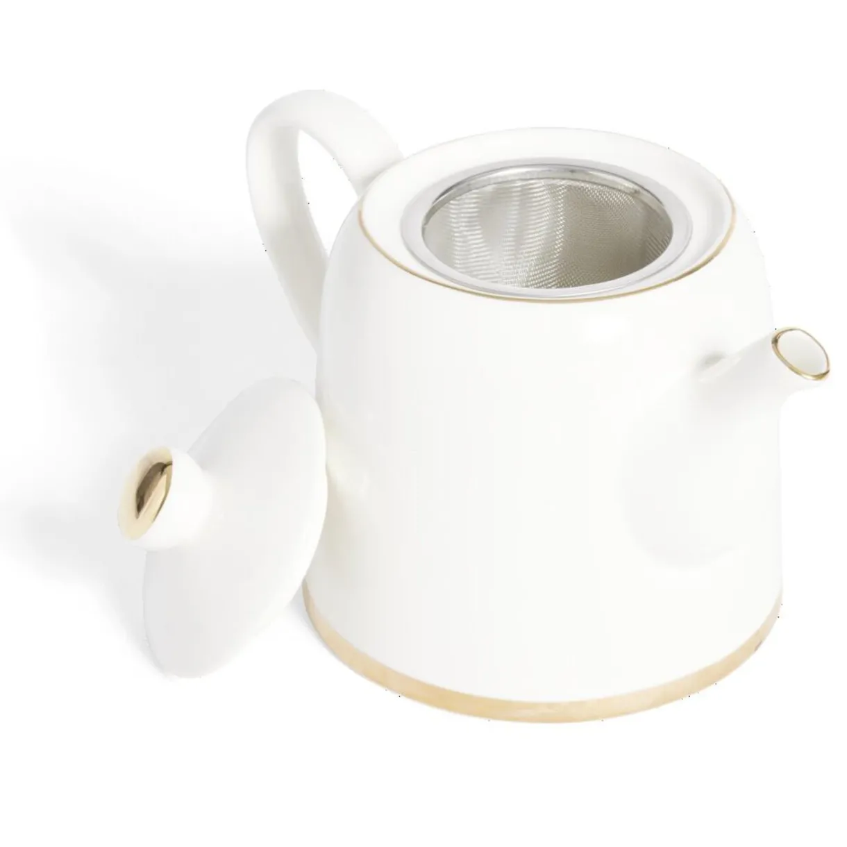 Théière 1L faïence blanc et doré Ø12xH15xm^Gifi Best