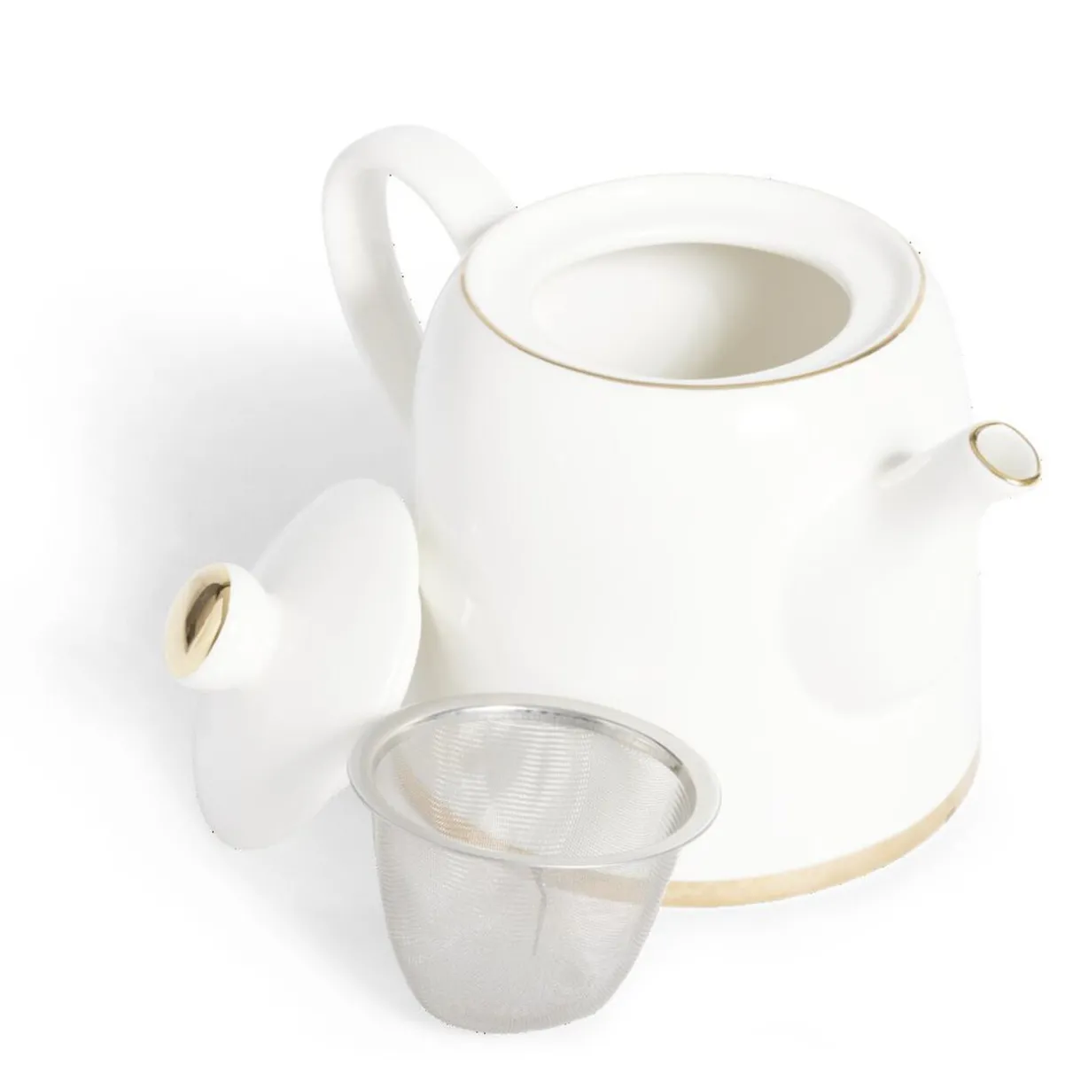 Théière 1L faïence blanc et doré Ø12xH15xm^Gifi Best