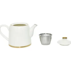 Théière 800ml blanche et dorée 20x12x15cm^Gifi Best