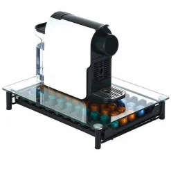 Tiroir à capsules en métal noir avec plateau en verre^Gifi Best