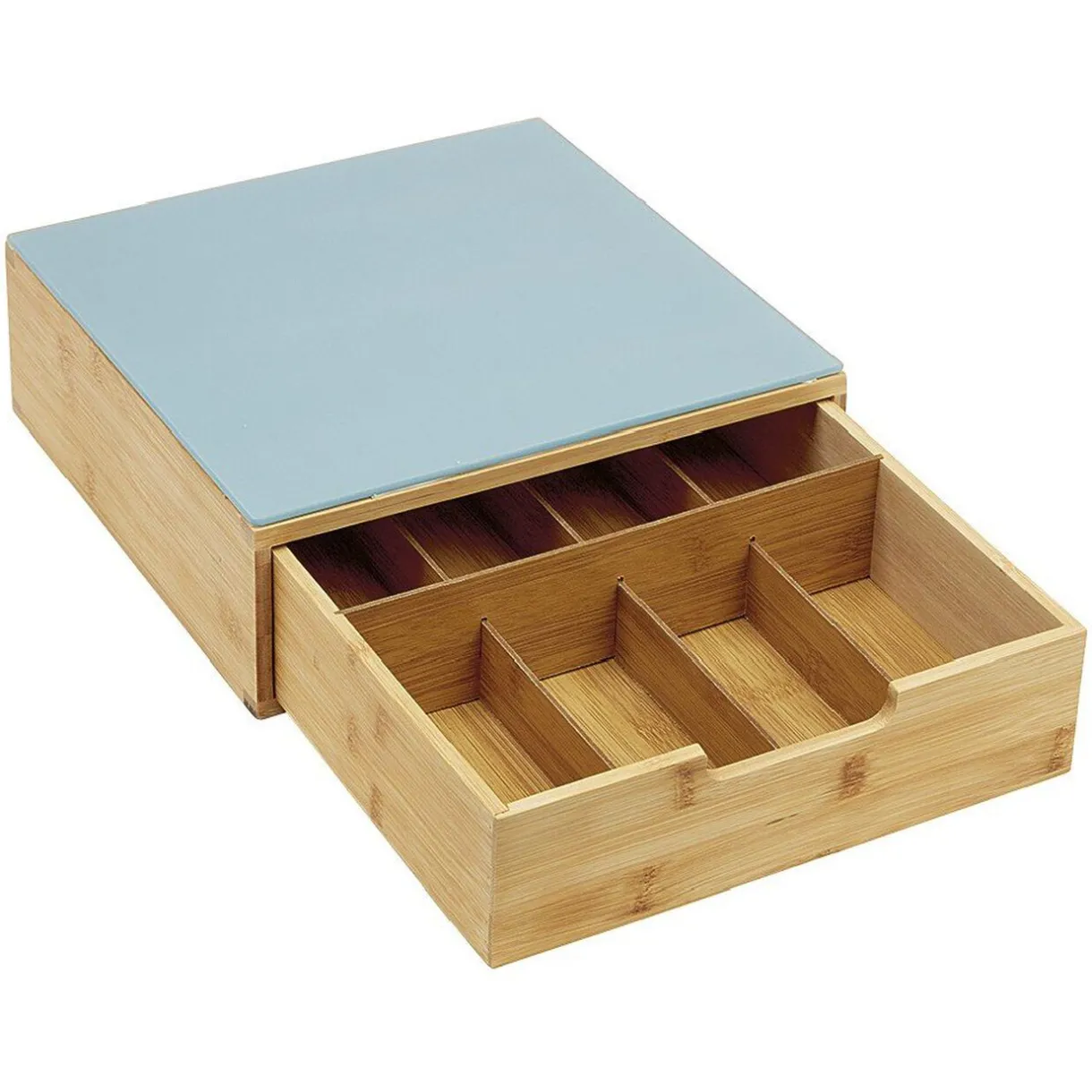 Tiroir à dosettes en bambou avec plateau en verre^Gifi Online